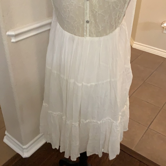En Creme white layered ruffle and lace midi dress MED - Picture 10 of 16